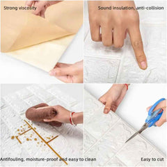 Pack Of 4 3D Foam Brick Wall Sheets