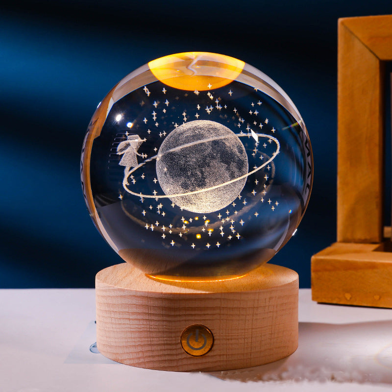 Crystal Ball with Wooden Base Light – Elegant Home & Desk Décor