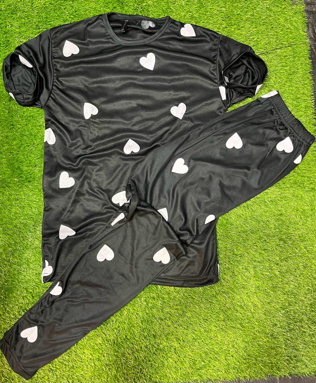 Premium fabric heart printed pajama set