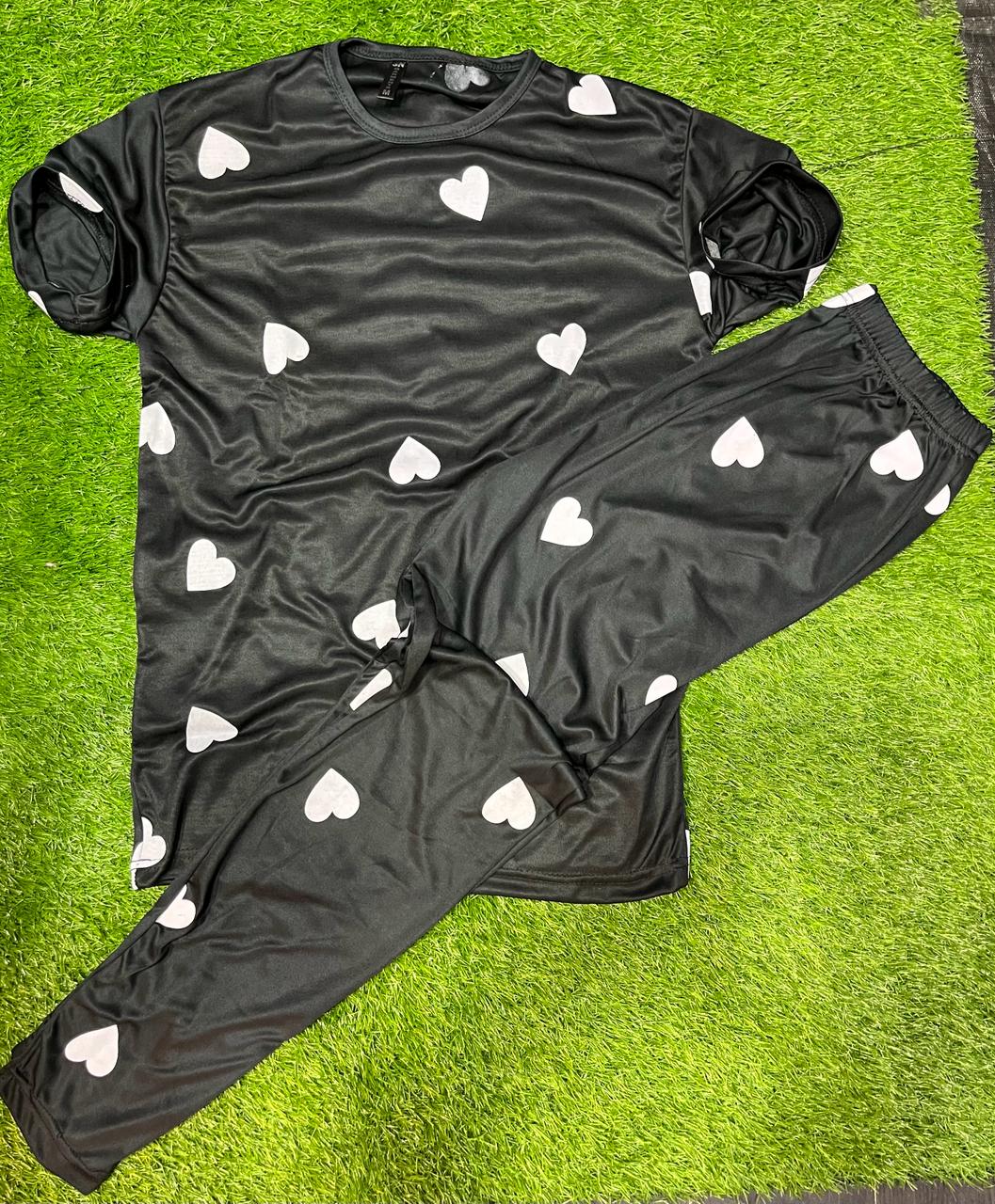 Premium fabric heart printed pajama set