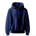 "Navy blue Winter Essential Cozy Basic Hoodie with front pocket and adjustable hood"