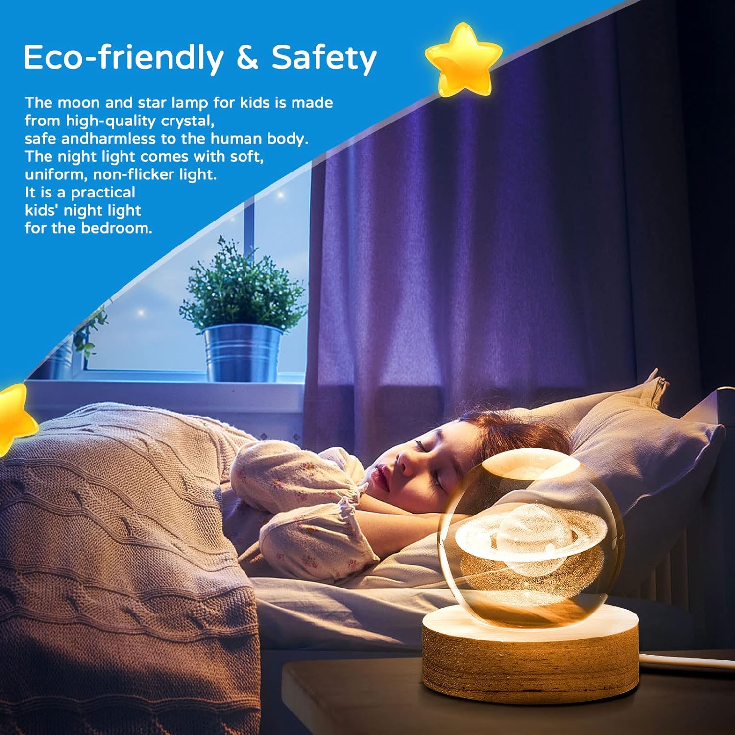 Crystal Ball with Wooden Base Light – Elegant Home & Desk Décor