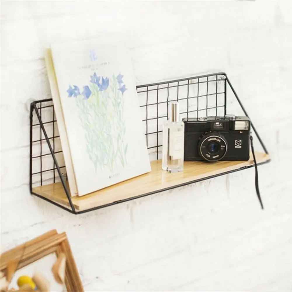Iron wall hanging storage shelf front view