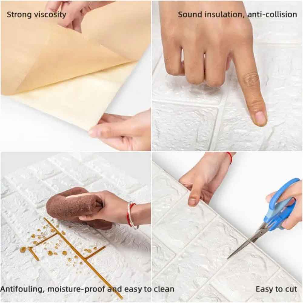 Pack of 4 3D Foam Brick Wall Sheets – Easy DIY Wall Decor