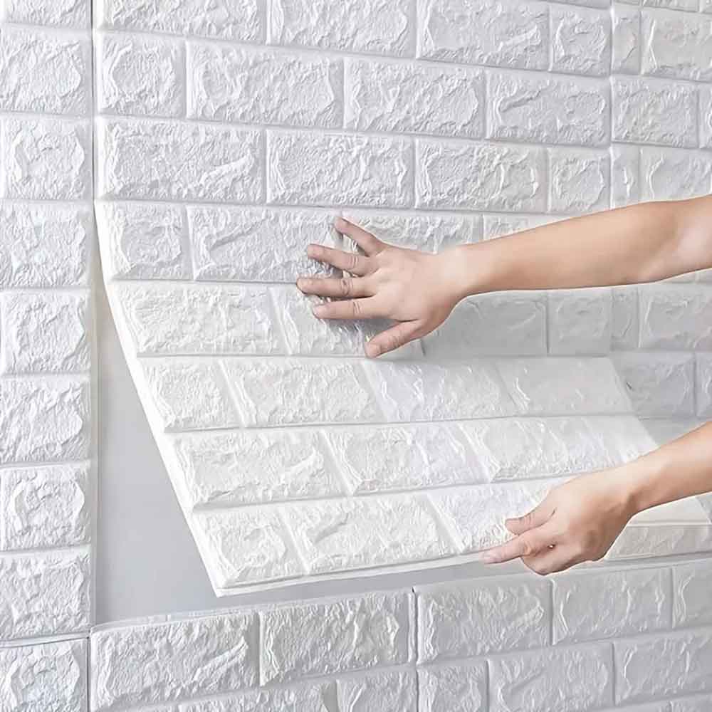 Pack of 4 3D Foam Brick Wall Sheets – Easy DIY Wall Decor