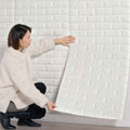 Pack of 4 3D foam brick wall sheets front view