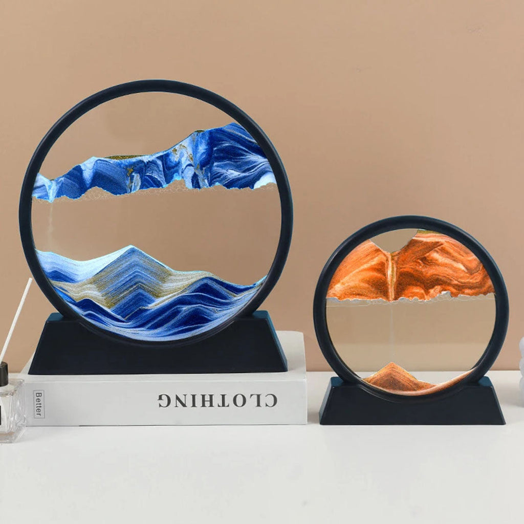 3D sand art, Liquid motion decor, Desk stress relief, Home décor accessories, Office desk decoration, Relaxing sand art, Flowing sand art, Dynamic liquid motion, Unique home gift, Calming desk ornament
