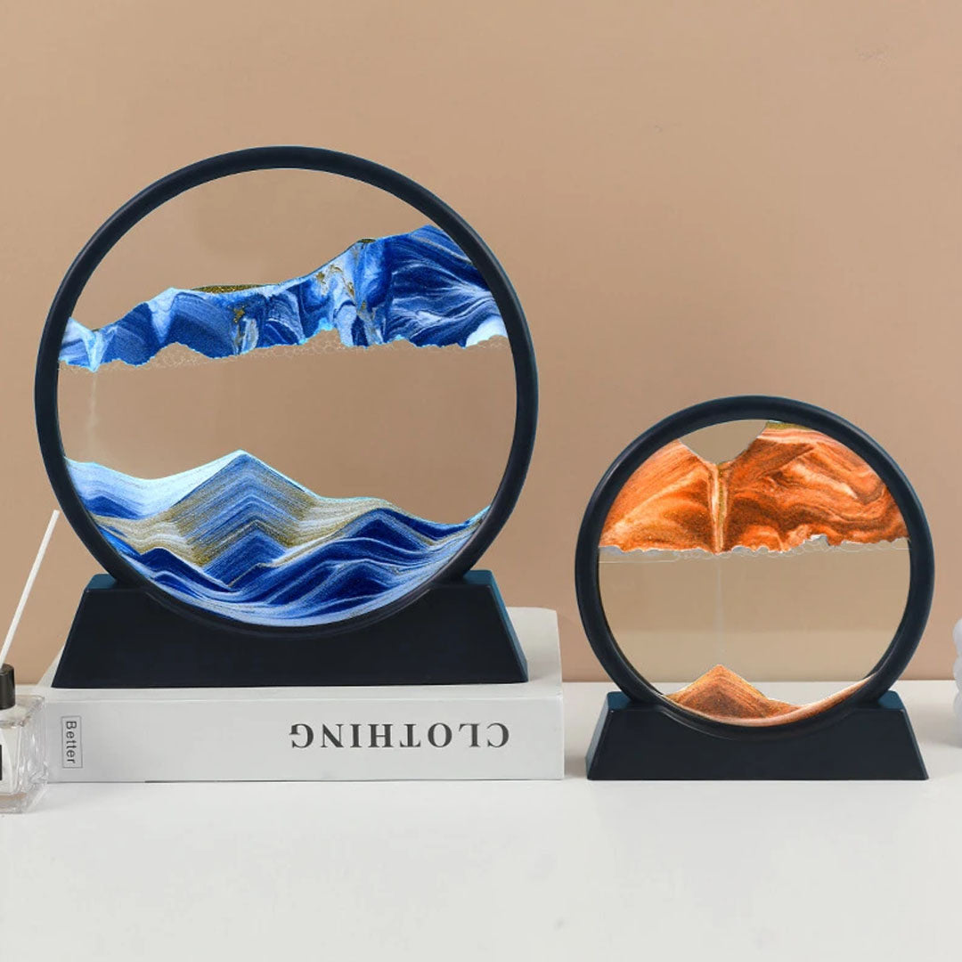 3D sand art, Liquid motion decor, Desk stress relief, Home décor accessories, Office desk decoration, Relaxing sand art, Flowing sand art, Dynamic liquid motion, Unique home gift, Calming desk ornament
