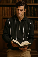 Classic Half-Zip Striped Sweatshirt