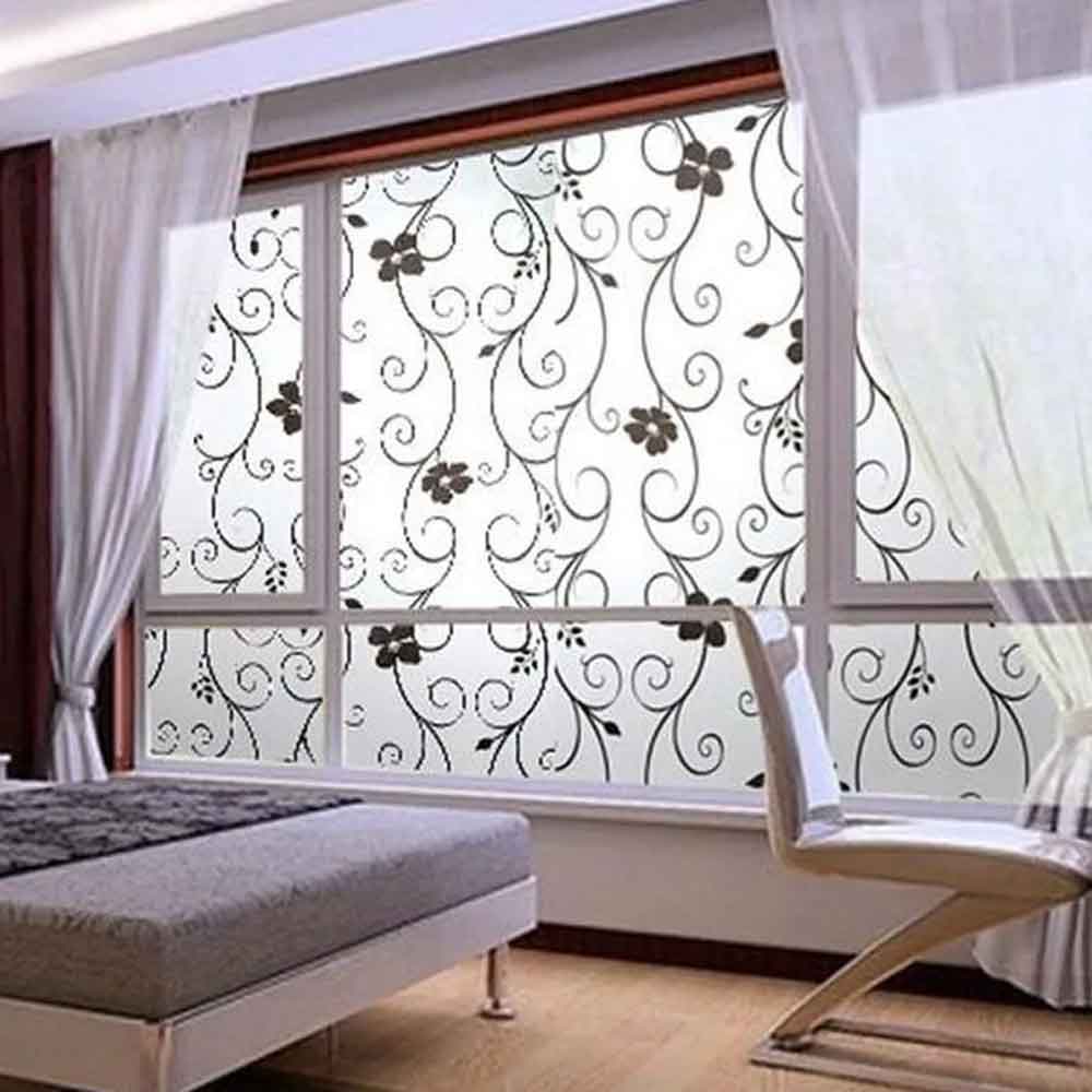 Window Glass Wallpaper Sticker – Floral Fancy Pattern Décor