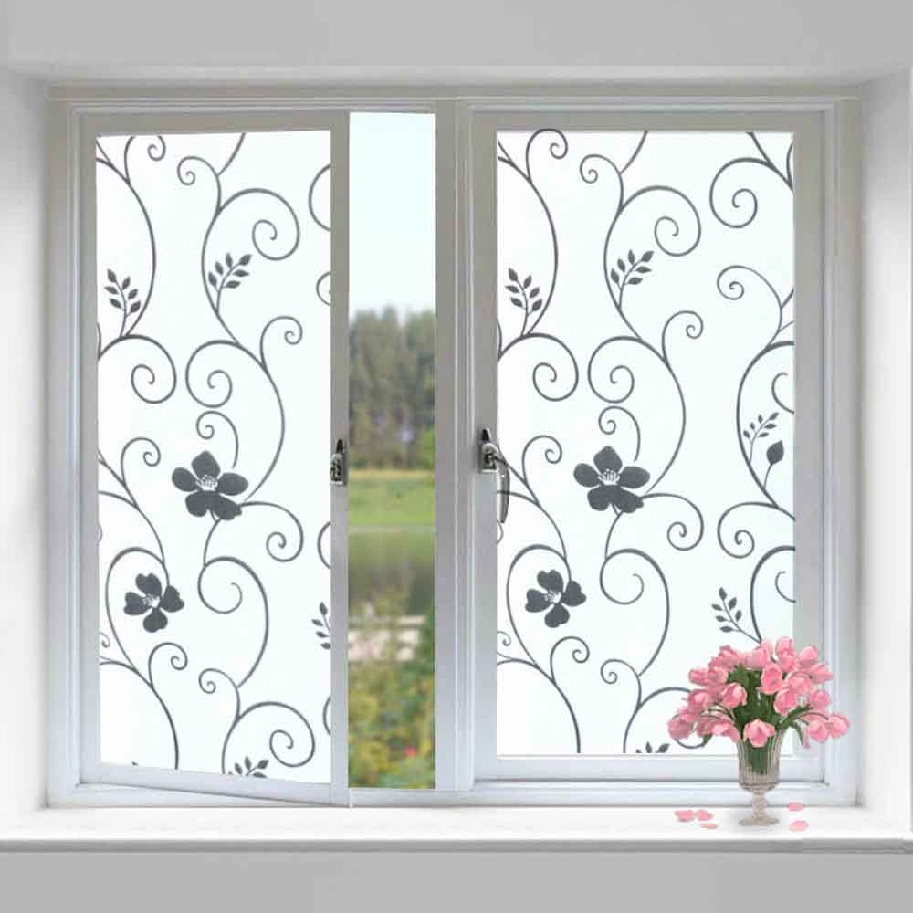Window Glass Wallpaper Sticker – Floral Fancy Pattern Décor