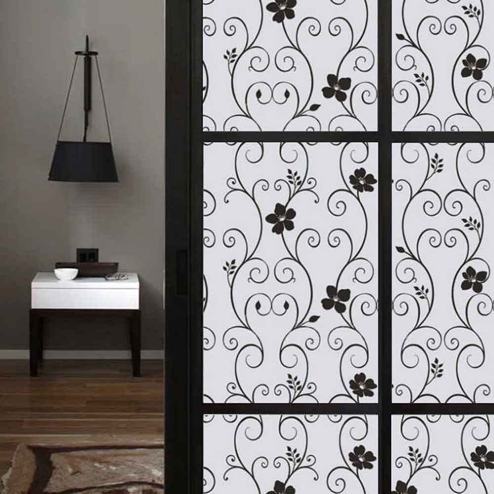 Window Glass Wallpaper Sticker – Floral Fancy Pattern Décor