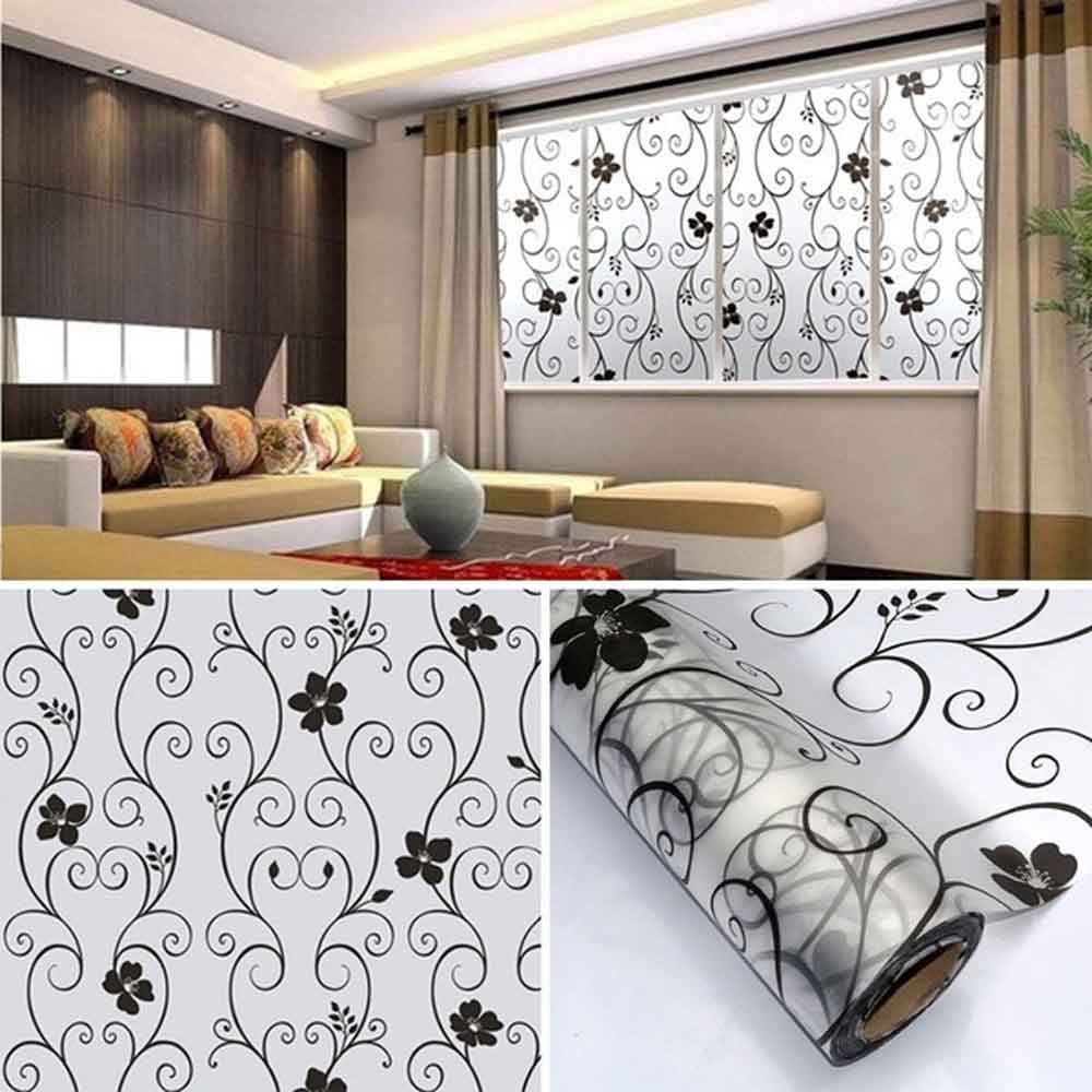 Window Glass Wallpaper Sticker – Floral Fancy Pattern Décor