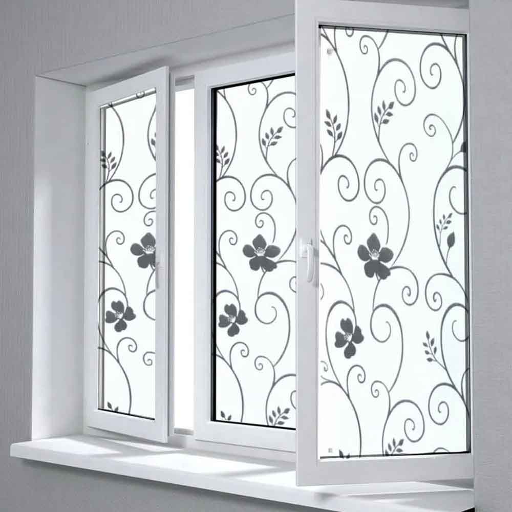 Window glass wallpaper sticker floral fancy pattern front view