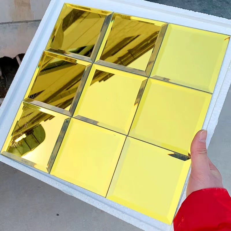 Adhesive glass mirror tile front view